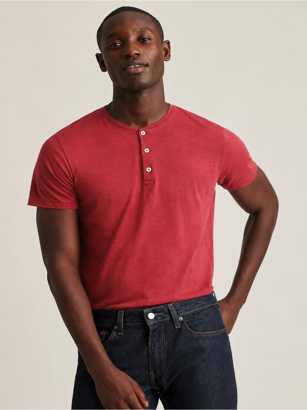Bonobos Jetsetter Performance Henley Red Henna Slim Fit L NWT